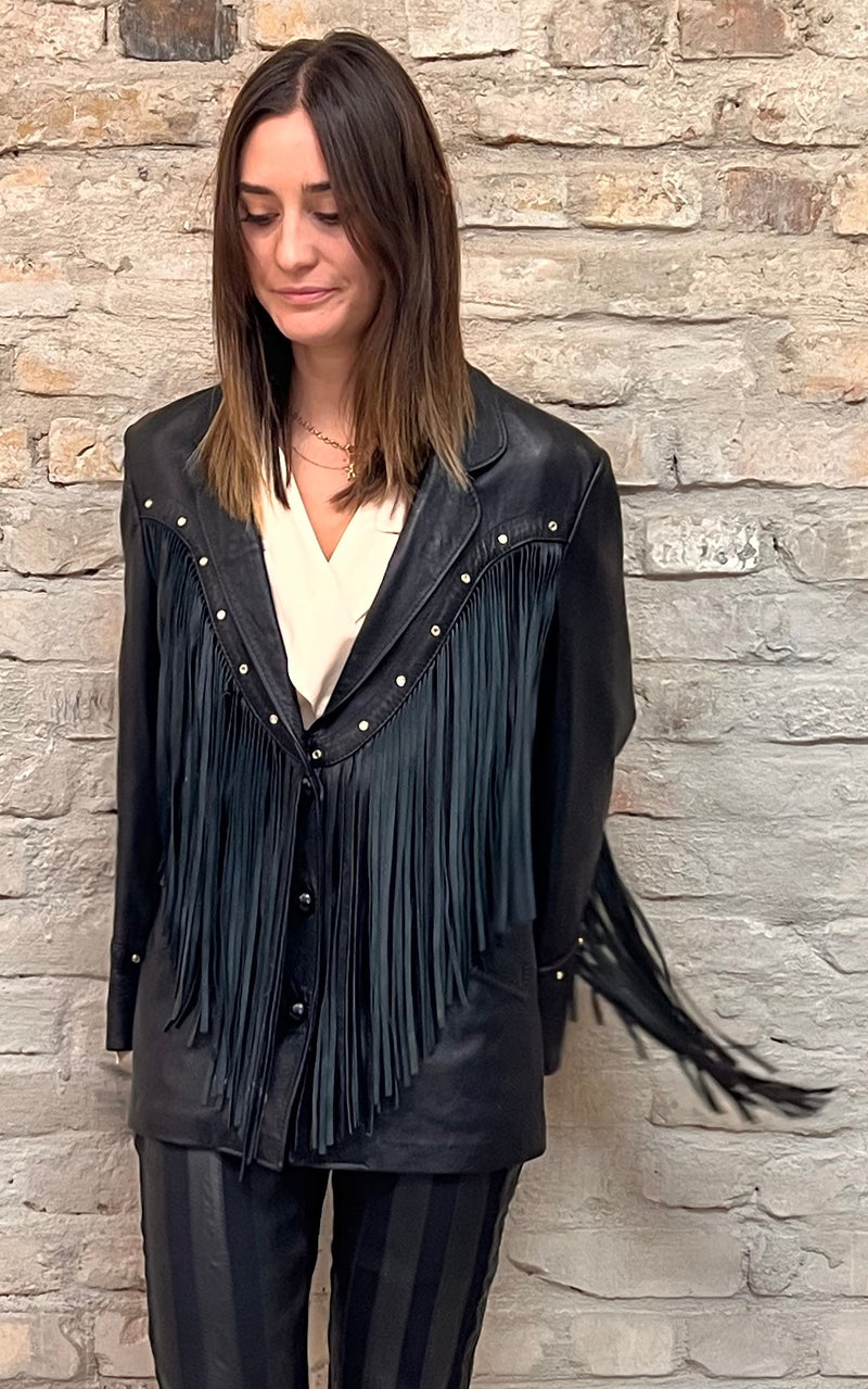 Vintage Tony Mora X Beverly Feldmann For Lucky Lizard Fringe Jacket