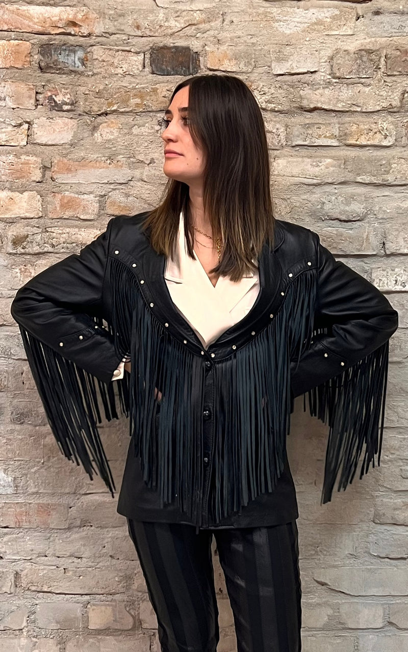 Vintage Tony Mora X Beverly Feldmann For Lucky Lizard Fringe Jacket