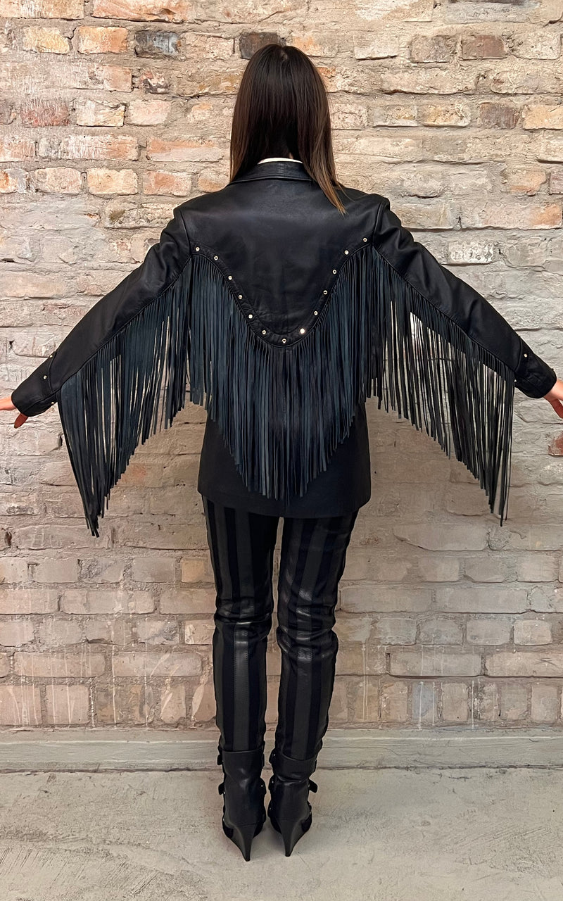 Vintage Tony Mora X Beverly Feldmann For Lucky Lizard Fringe Jacket