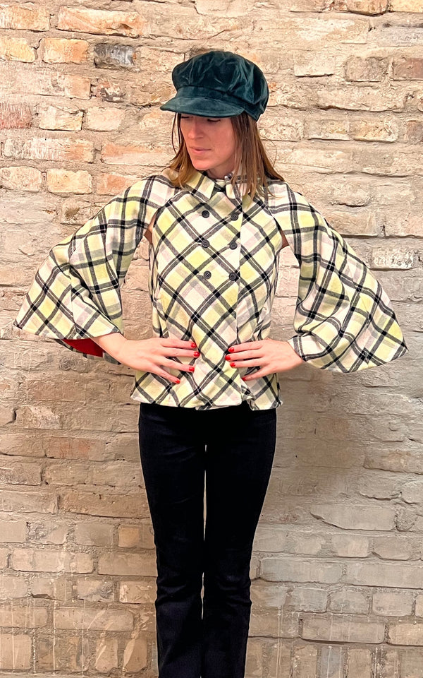 Vintage 60s Tartan Cape Jacket