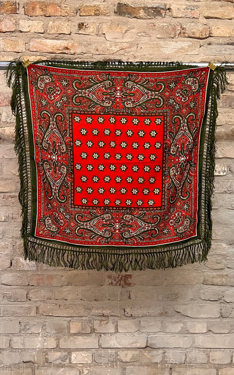 Vintage Fringed Wool Scarf