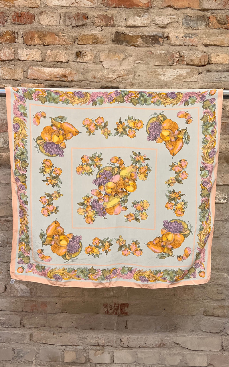 Vintage Peachy Fruit Silk Foulard