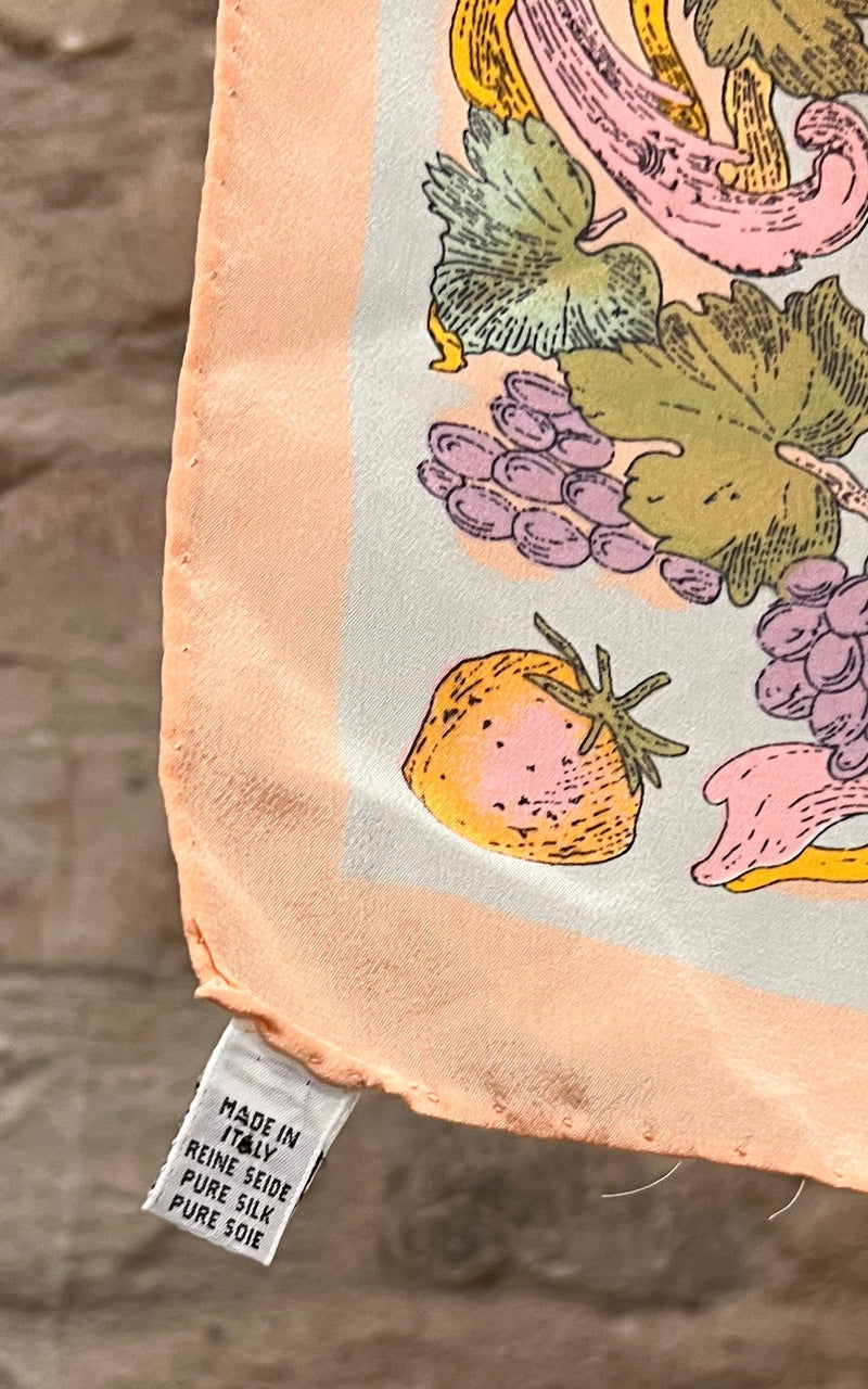 Vintage Peachy Fruit Silk Foulard
