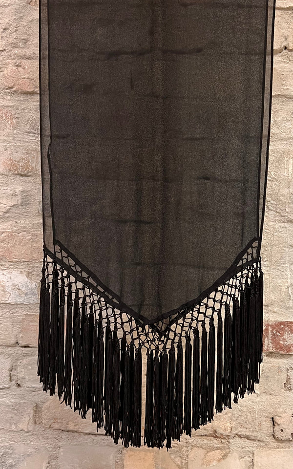 Vintage Fringed Skinny Scarf