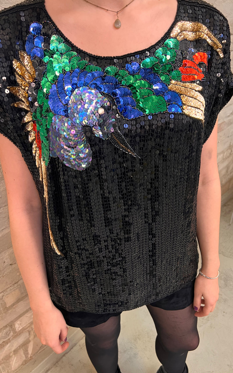 Vintage Birdy Sequins Top