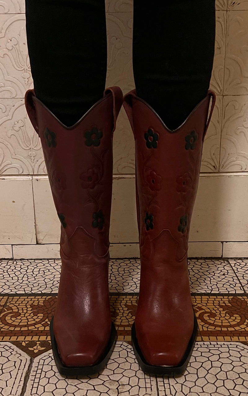 Vintage Flower Cowboy Boots  36 , 37 , 40 & 41