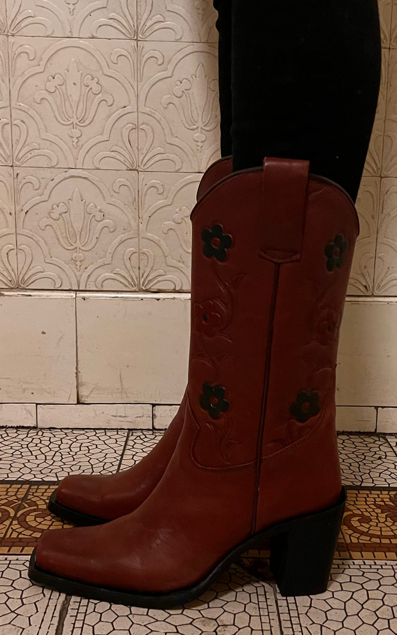 Vintage Flower Cowboy Boots  36 , 37 , 40 & 41