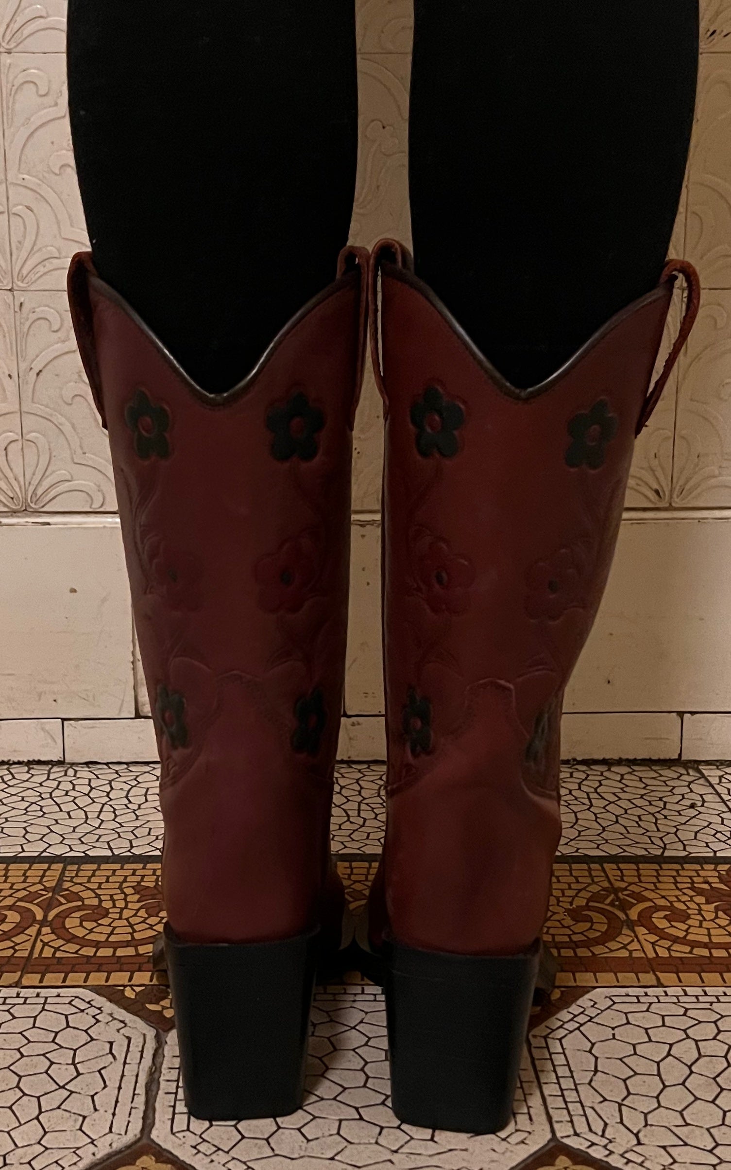 Vintage Flower Cowboy Boots  36 , 37 , 40 & 41