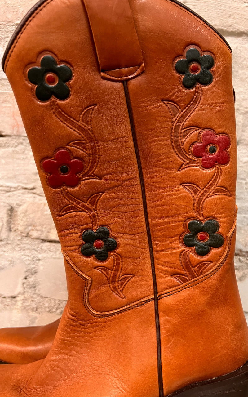 Vintage Flower Cowboy Boots 40