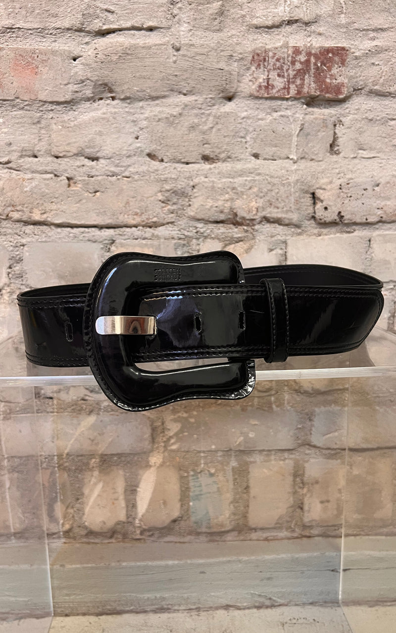 Steffen Schraut Vegan Patent Leather Belt L