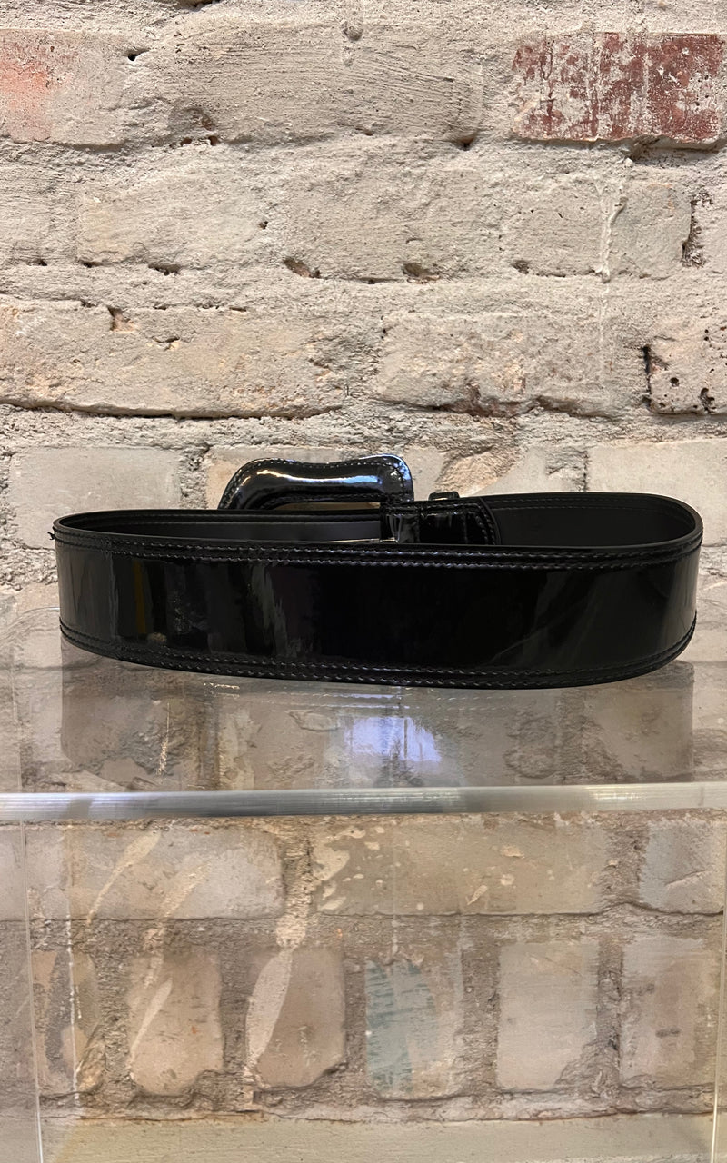 Steffen Schraut Vegan Patent Leather Belt L