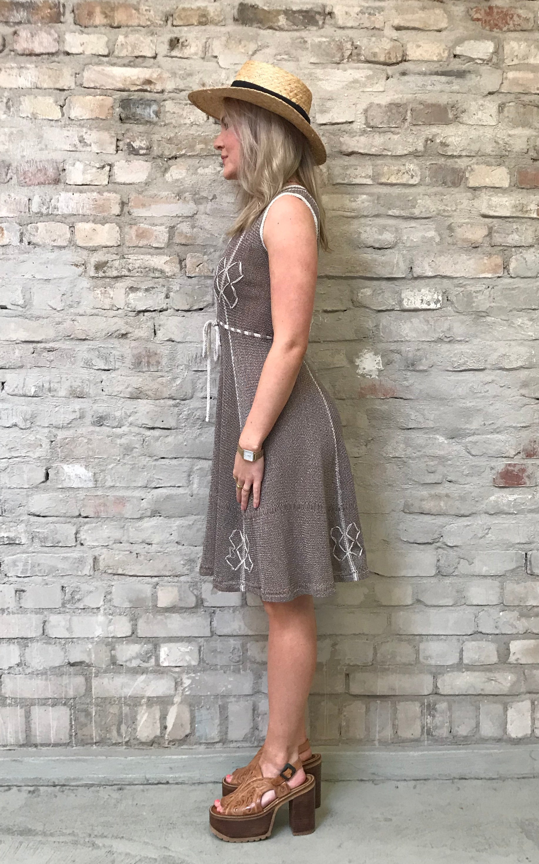 Abito vintage in maglia trasparente di seta anni '70